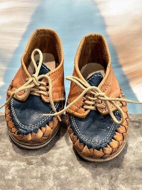 Kids Brown & Blue Boat Shoes